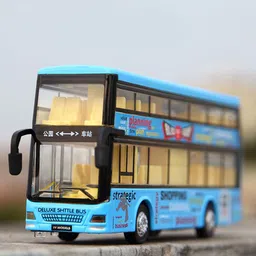 ukaxa Double Decker Die cast Metal Body Luxury Yellow Toy Bus with LED Light and Sound image 5