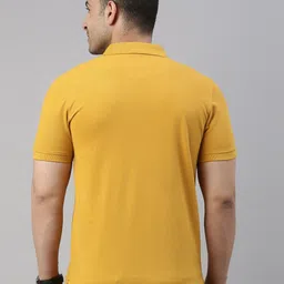 metronaut by flipkart Solid Men Polo Neck Cotton Blend Yellow T-Shirt image 4