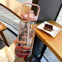 ncry Transparent Motivational Water Bottles|Time Marker Leak Proof 1200 ml Water Bottle image 3