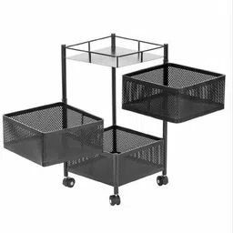 iiCON Multilayer Shelf Movable and Rotatable Kitchen Trolley THREE(3) Layer Iron Kitchen Trolley-picture-23