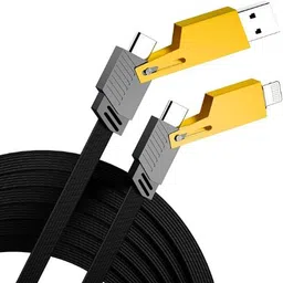 SIRION Type C 1 m Nylon Universal Multiple USB Cable with USB A/USB Type C to 65W USB C + 27W PD Data Cable Charger image 2