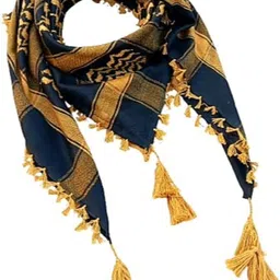 z r m store Embroidered Cotton Viscose Blend Men Yellow, Black Fancy Scarf, Scarf, Stole-picture-26