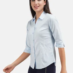 yellow pine Women Regular Fit Solid Curved Collar Formal Shirt image 4