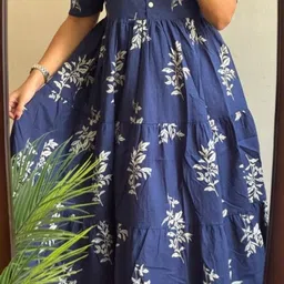 assamica Women Fit and Flare Blue Midi/Calf Length Dress image 5