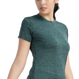 nd Women Solid Round Neck Polyester Dark Green T-Shirt image 3