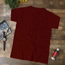 lauren adams Men Colorblock Round Neck Pure Cotton White, Maroon T-Shirt image 2