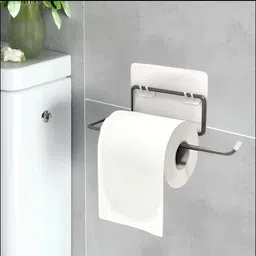 xtend Self Adhesive Toilet, Tissue Paper Roll Towel Holder for Bathroom (Black) 2pcs Steel Toilet Paper Holder image 2