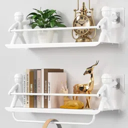shreejee Self Adhesivecute Floating Shelves Wall Shelf for Home, Office & Kitchen X2.622 Plastic Wall Shelf image 2
