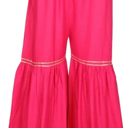 Women Relaxed Pink Cotton Blend Trousers-image-0