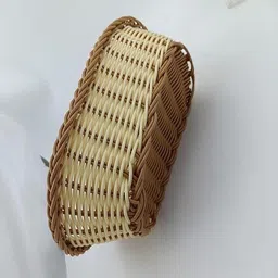 calldrishe Woven Craft Imitation Rattan Woven Bread Basket Polypropylene Fruit & Vegetable Basket image 4