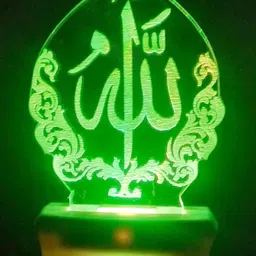 gojeeva The Allah 3D illusion 7 Multicolor lighting effect Night Lamp (12 cm, Clear) Night Lamp image 2