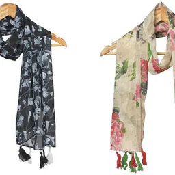 mss fashion Printed Chiffon Women Multicolor Stole, Scarf, Fancy Scarf-picture-42