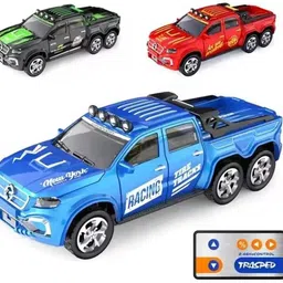 navrangifashion Remote Control Racing Truck, Blue Metallic, Die-Cast Alloy Model Car 6-Wheel image 5