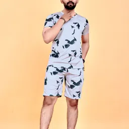 jilva enterprise Men Night Suit Set Grey Printed-picture-48