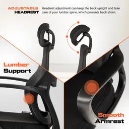 drogo Ergonomic Office Chair for Work from Home Computer Chair with Lumbar Support Mesh Office Adjustable Arm Chair image 4