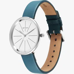 Titan Stackables White Dial Blue Leather Strap Analog Watch - For Women 2718SL01F image 5