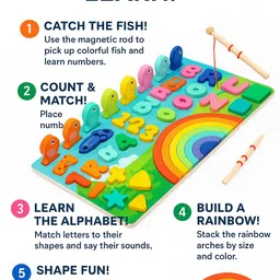 winx Multifunctional 5 in 1 Wooden Game Learning Board Puzzle Toy for Toddler image 3