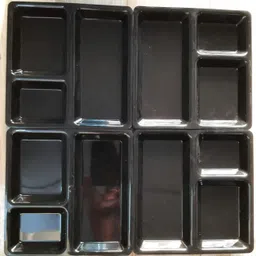 everbuy Pav Bhaji Plates for Restaurant |3 In 1 Plate with Compartments for Event, Party Sectioned Plate image 2