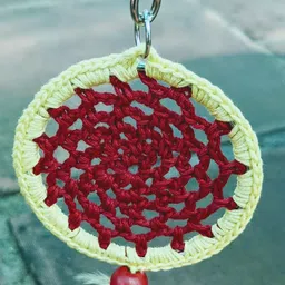 artsbysushma set of 4 Mini Dreamcatcher keychains multicolor 2.5 inch Wool, Steel Dream Catcher image 4