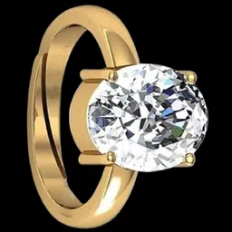 sidharth gems 7.25 Ratti 6.00 Crt Natural American Diamond White Zircon Astrological Ring Brass Zircon Gold Plated Ring image 2