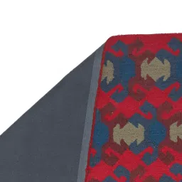 art india Red Geometrical Wool and Cotton 5 x 8 Feet Hand tufted Carpet image 4