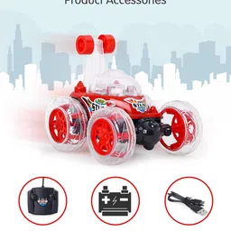 fenterprises Remote Control Stunt Car 360° Rotation Multicolour Lights Music Rechargeable RED image 3
