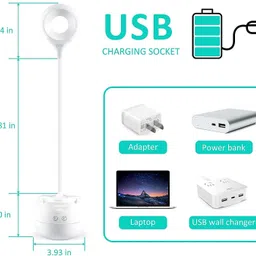idoleshop Desk Light with 3 Shades Touch Control Light and Mobile Holder Design Study Lamp image 4