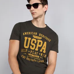 u.s. polo assn. Men Typography Round Neck Pure Cotton Green T-Shirt-picture-12