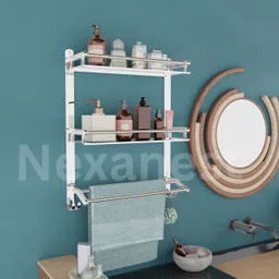 3-layer Multipurpose Bathroom Shelf/rack/stand/accessories With Towel holder Chrome finish Towel Holder-image-16