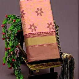 riddhi siddhii creation Floral Print Banarasi Cotton Silk Saree image 4