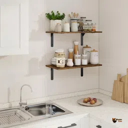 wooden cave Containers Kitchen Rack Set of 2 Expandable Kitchen Organizer Wood, Iron image 2