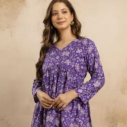 mialo fashion Women Floral Print Viscose Rayon Flared Kurta image 5