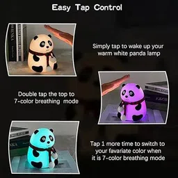starvokes Cute Panda Night Lamp for Kids |Soft Silicone 7 Color Changing LED Nursery Light Night Lamp image 2