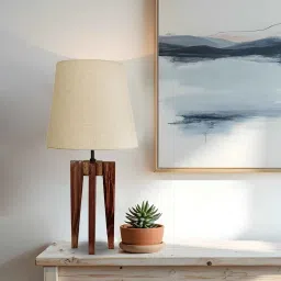 Jet Wooden Table Lamp with Jute Shade & Brown Base by Symplify image 4