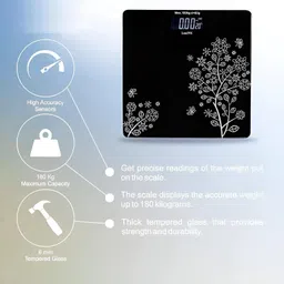 METRIXO Flora Digital Weighing Scale with thick tempered glass, LCD Panel Weighing Scale image 2