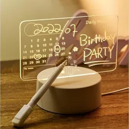 ssappliances Calendar Board with Marker | Transparent Writing Board with Night Light | reusable Table Calendar-picture-26