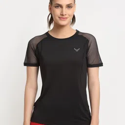 invincible Women Solid Round Neck Polyester Black T-Shirt-picture-12