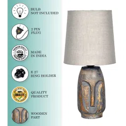 homesake Retro Metal Table Lamp With Fabric Shade (Beige) image 4
