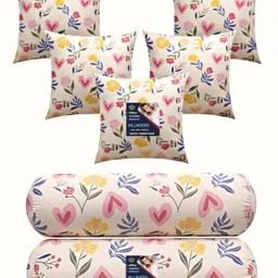 villagers Microfibre Bolster Pack of 7 Floral 5 Cushion and 2 Bolster-picture-28