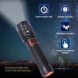 sument M035 (ZOOMABLE METAL LED TORCH)3 Modes Flashlight, Super Bright 80W LED Light Torch image 3