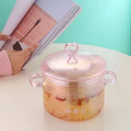 homoryx CASEROLLE DIRECT HEAT HEART PINK GLASS Cook and Serve Casserole image 4