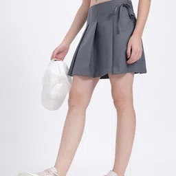 Women Solid A-line Grey Skirt-image-14