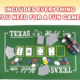 how(house of wishes) Texas Holdem Poker Game Set Includes 2 Card, Decks Holder and Tin Storage Box image 2