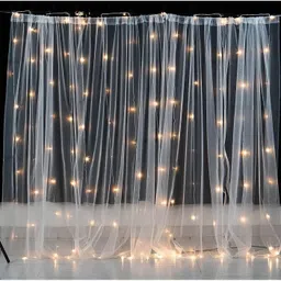 fun and flex Tulle White Net Curtain cloth backdrop and LED Fairy Lights Birthday Combo-picture-13