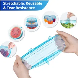 froxell store Silicone Stretch Lids Bowl Covers, Reusable Food Dishwasher and Freezer Safe K0 2.56 inch, 3.74 inch, 4.53 inch, 5.71 inch, 6.5 inch, 8.07 inch Lid Set image 2