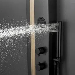 Dot Thermostate Shower Panel Matte Black Gold Adition 5 in One Tower System One Tower System, Body Massage Sparay Handheld Shower Wall Mount Easy Connect Shower Panel Stainless Steel 304 image 3