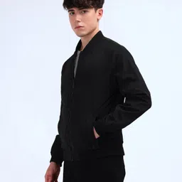 flying machine Men Solid Bomber Jacket image 5