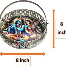 elitekitch Beautiful Heavy German DISH TRAY Floral Radha-Krishna Full - CDT - HANDLE Tray image 3
