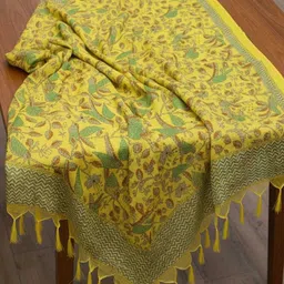 samayra creations Art Silk Self Design Multicolor, Yellow Women Dupatta image 2