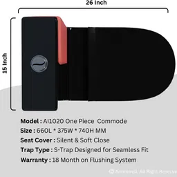 aimniwell international Premium Western Commode | Water saving technology| High Grade Ceramic| Soft Seat |One Piece Bathroom Commode |S Trap AI1020 Western Commode image 4